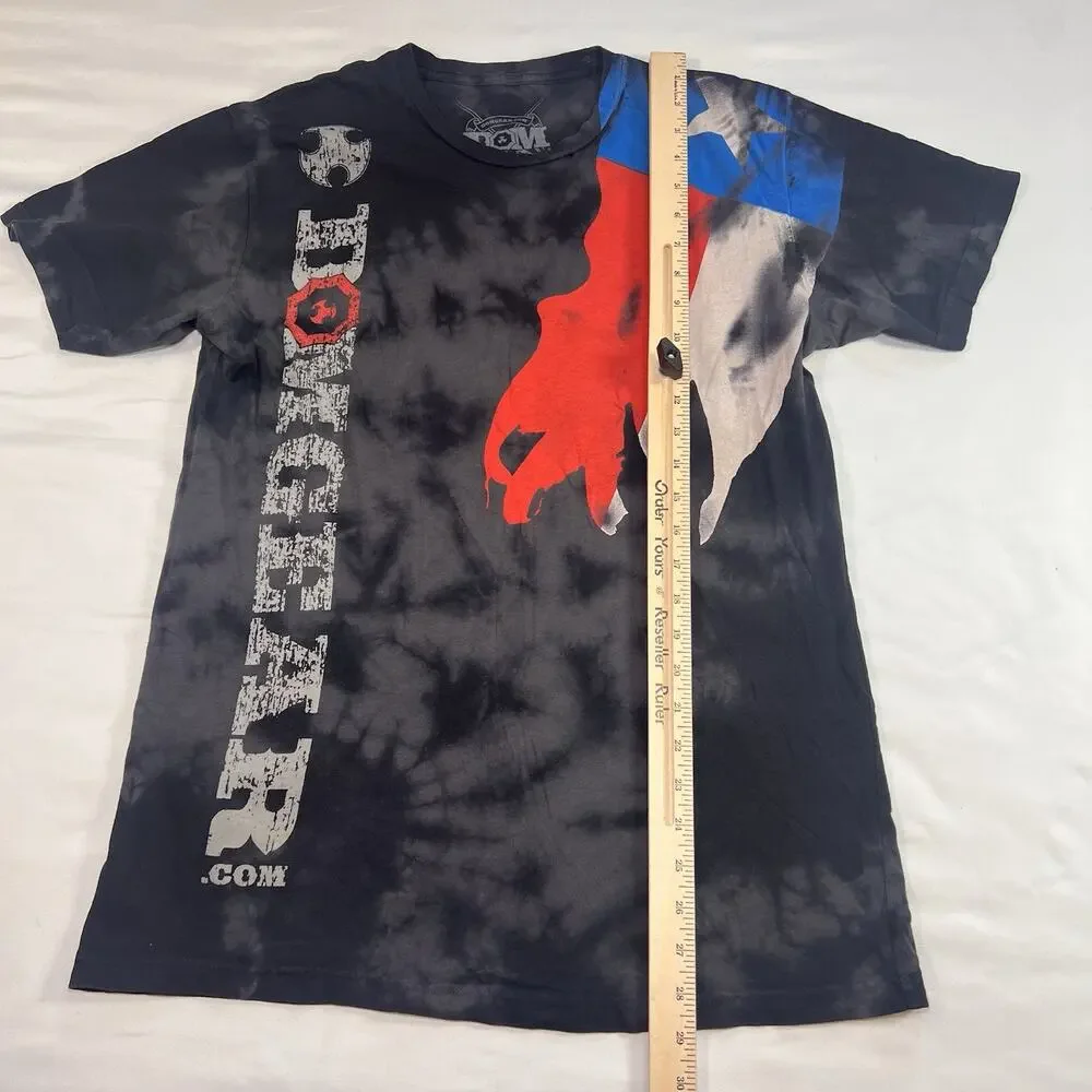 Dom Fight Gear T-Shirt Size M Black Gray Tie Dye Texas Flag MMA American Made